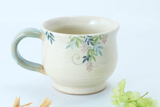 藤の花　マグカップ　オリジナル　オーダーメイド品　益子焼
