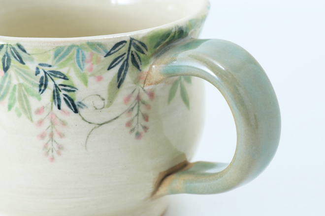 藤の花　マグカップ　オリジナル　オーダーメイド品　益子焼