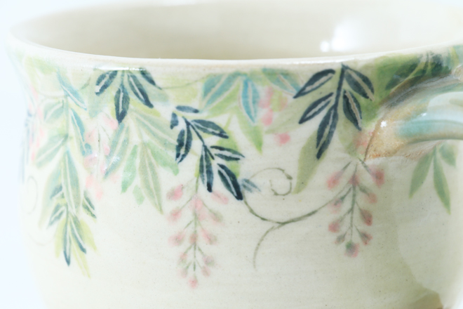 藤の花　マグカップ　オリジナル　オーダーメイド品　益子焼