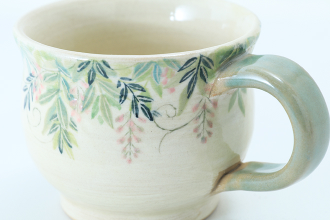 藤の花　マグカップ　オリジナル　オーダーメイド品　益子焼