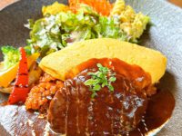 ランチ　カフェ益子の茶屋　ハンバーグ　オムライス
