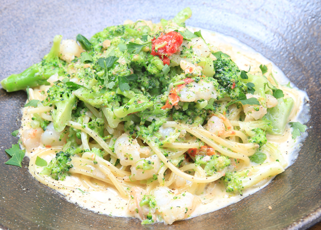 海老とブロッコリーのクリームソースパスタ