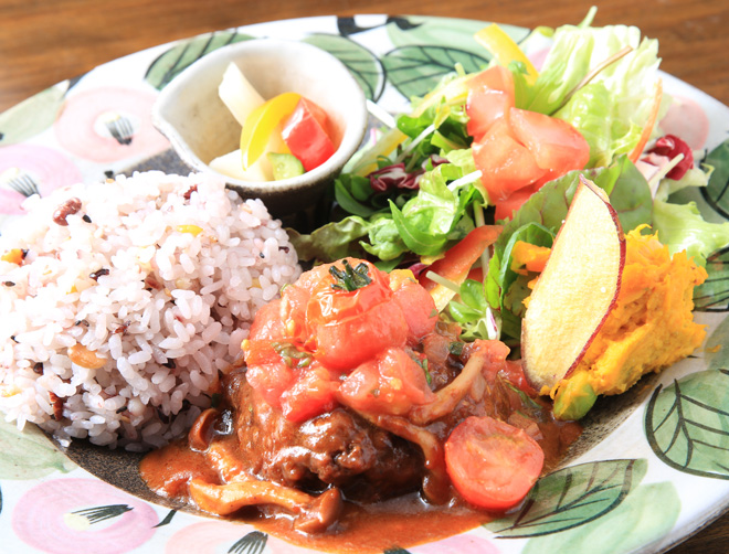 サルサソース&デミハヤシ煮込みハンバーグランチ